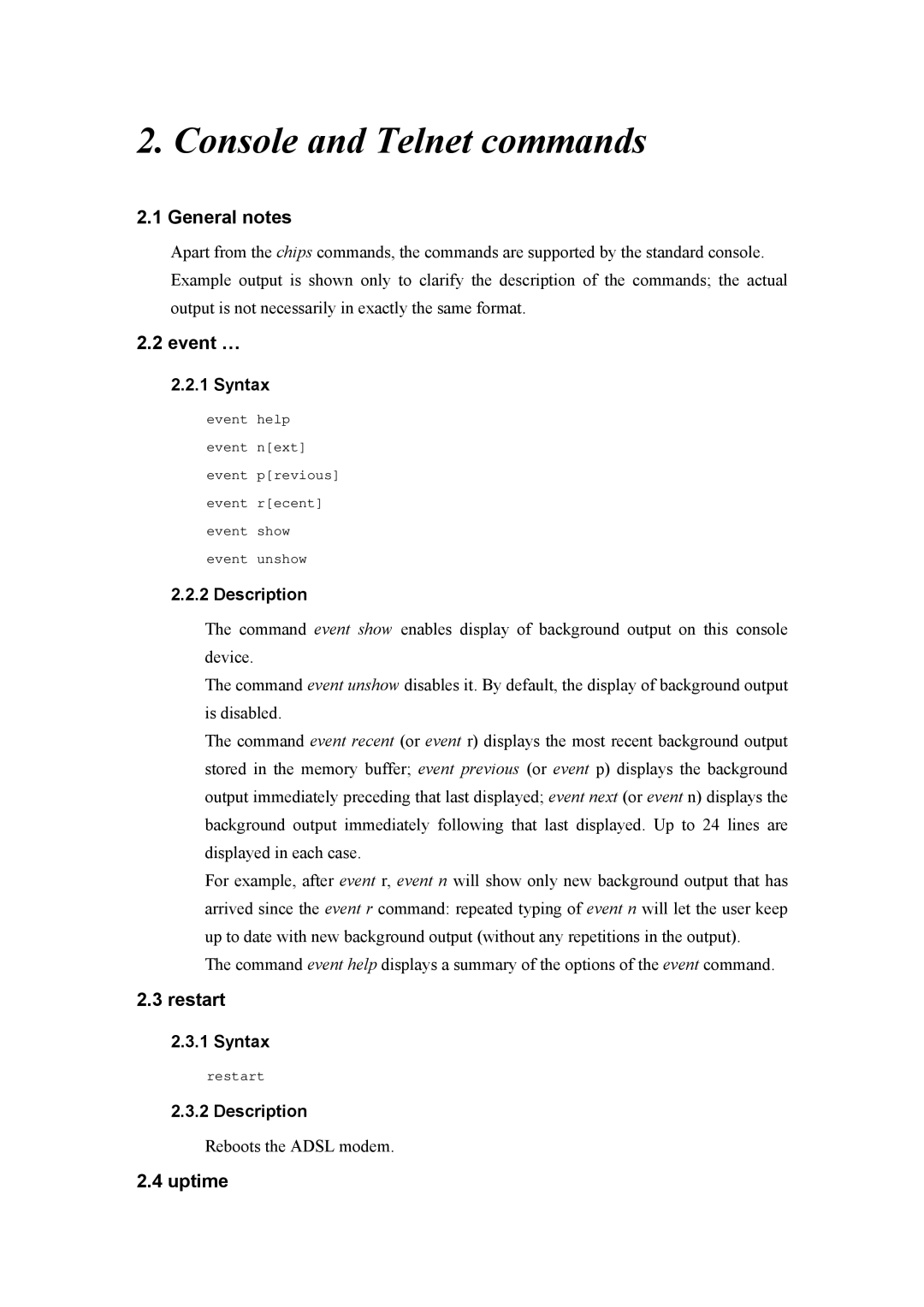 Atlantis Land A02-RA(Atmos)_ME01 manual General notes, Event …, Restart, Uptime 