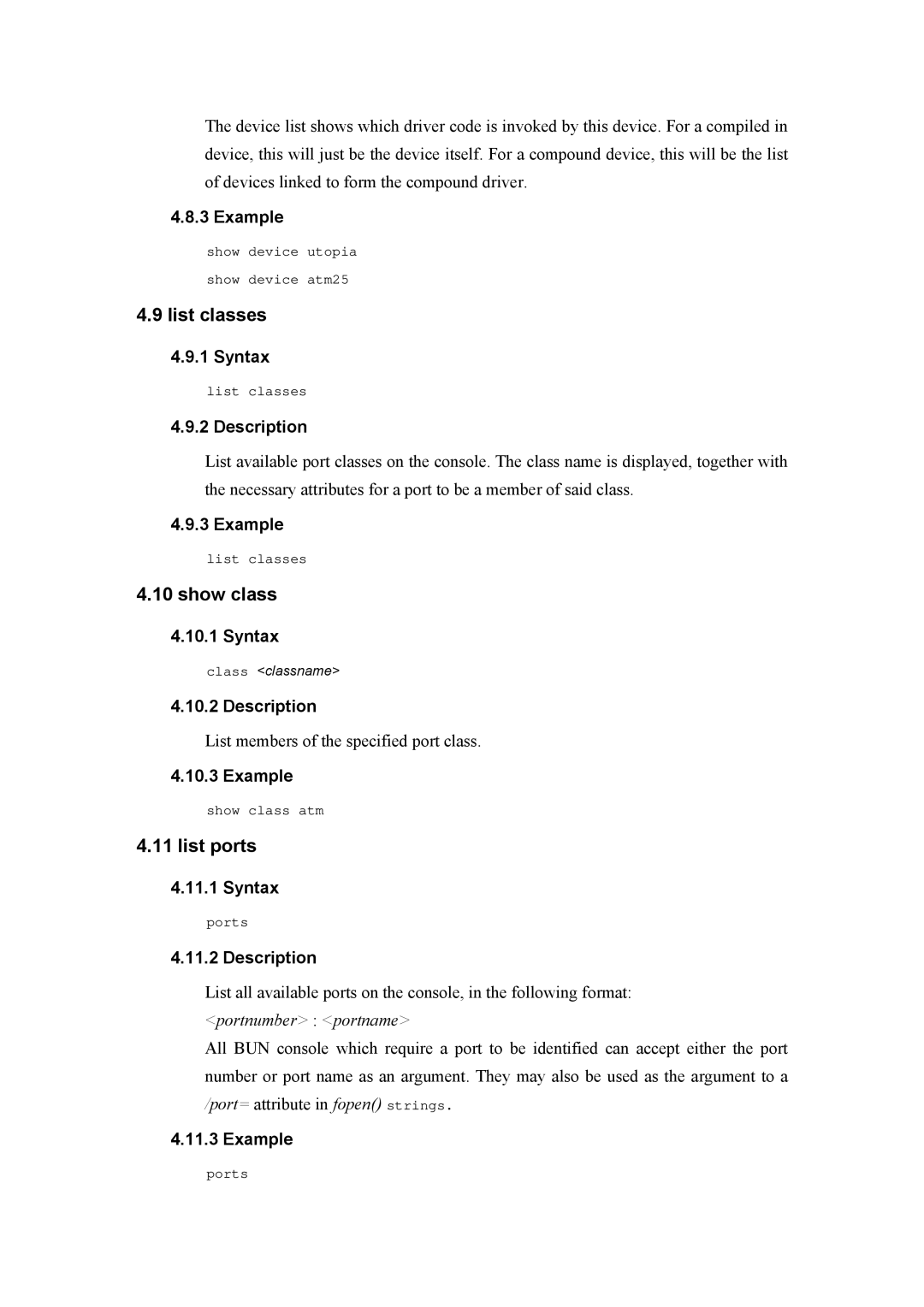 Atlantis Land A02-RA(Atmos)_ME01 manual List classes, Show class, List ports 