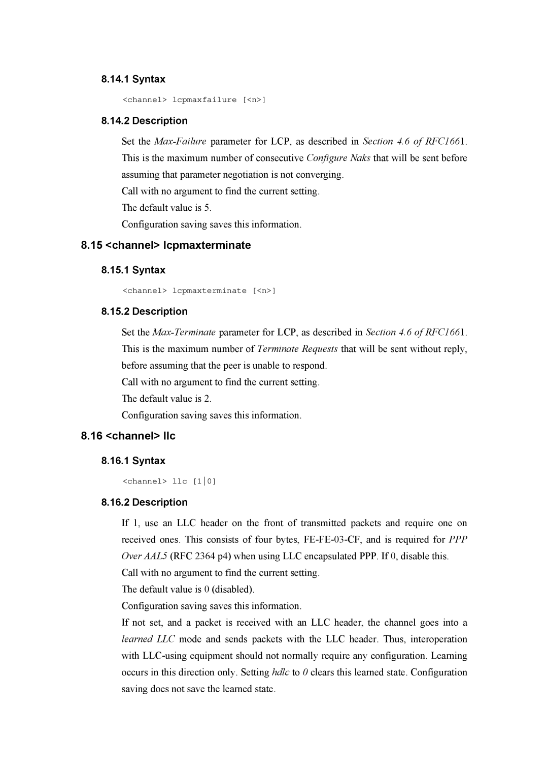 Atlantis Land A02-RA(Atmos)_ME01 manual Channel lcpmaxterminate, Channel llc 