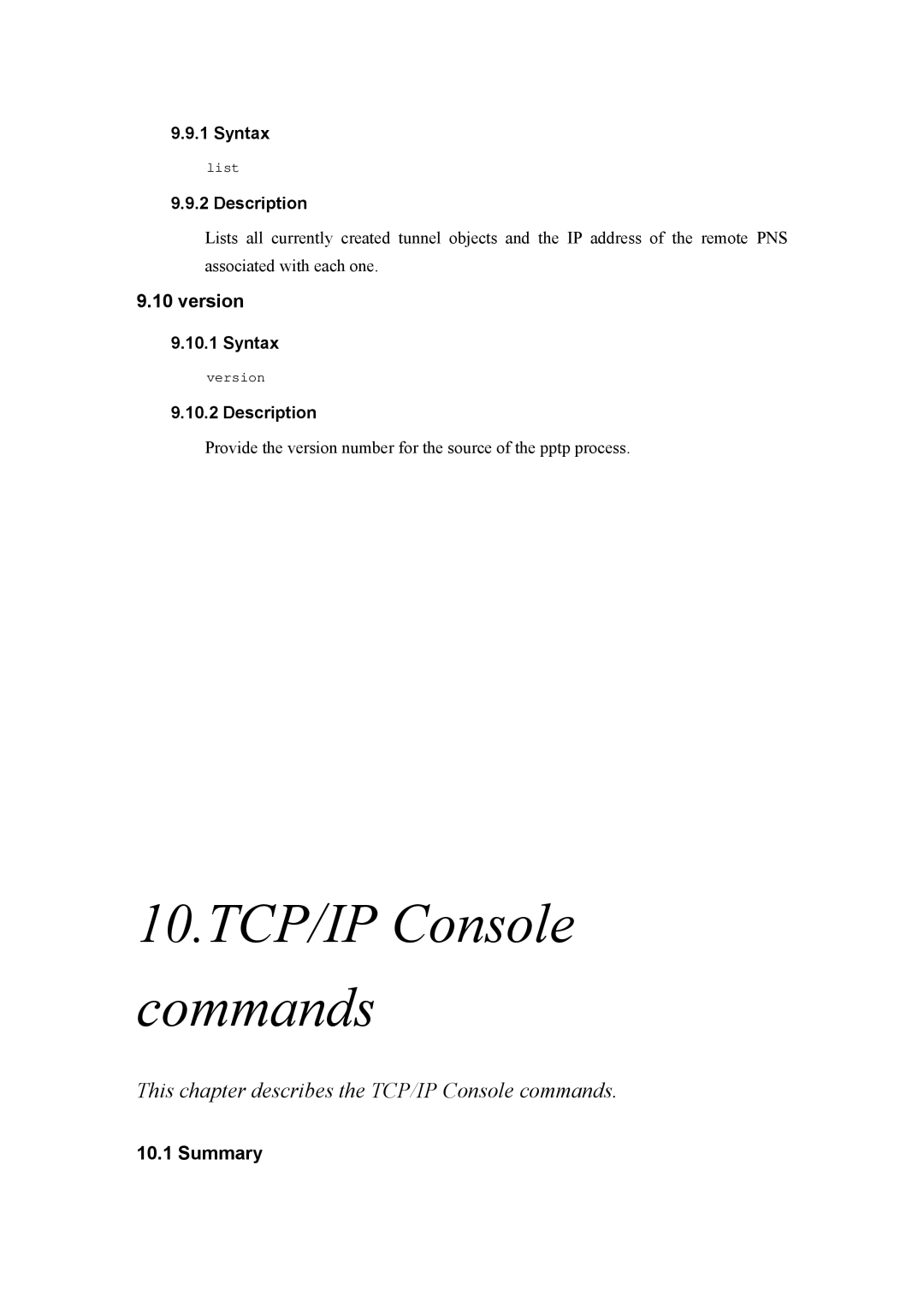 Atlantis Land A02-RA(Atmos)_ME01 manual 10.TCP/IP Console commands, Summary 