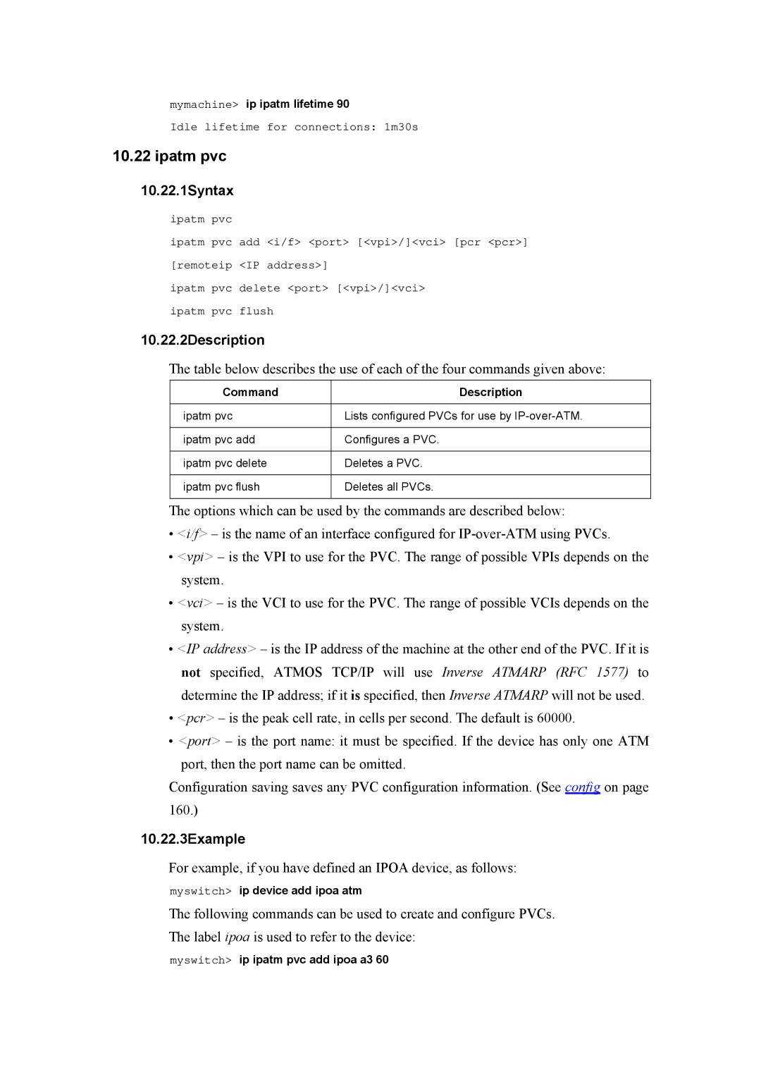 Atlantis Land A02-RA(Atmos)_ME01 manual Ipatm pvc, 10.22.1Syntax, 10.22.2Description, 10.22.3Example 