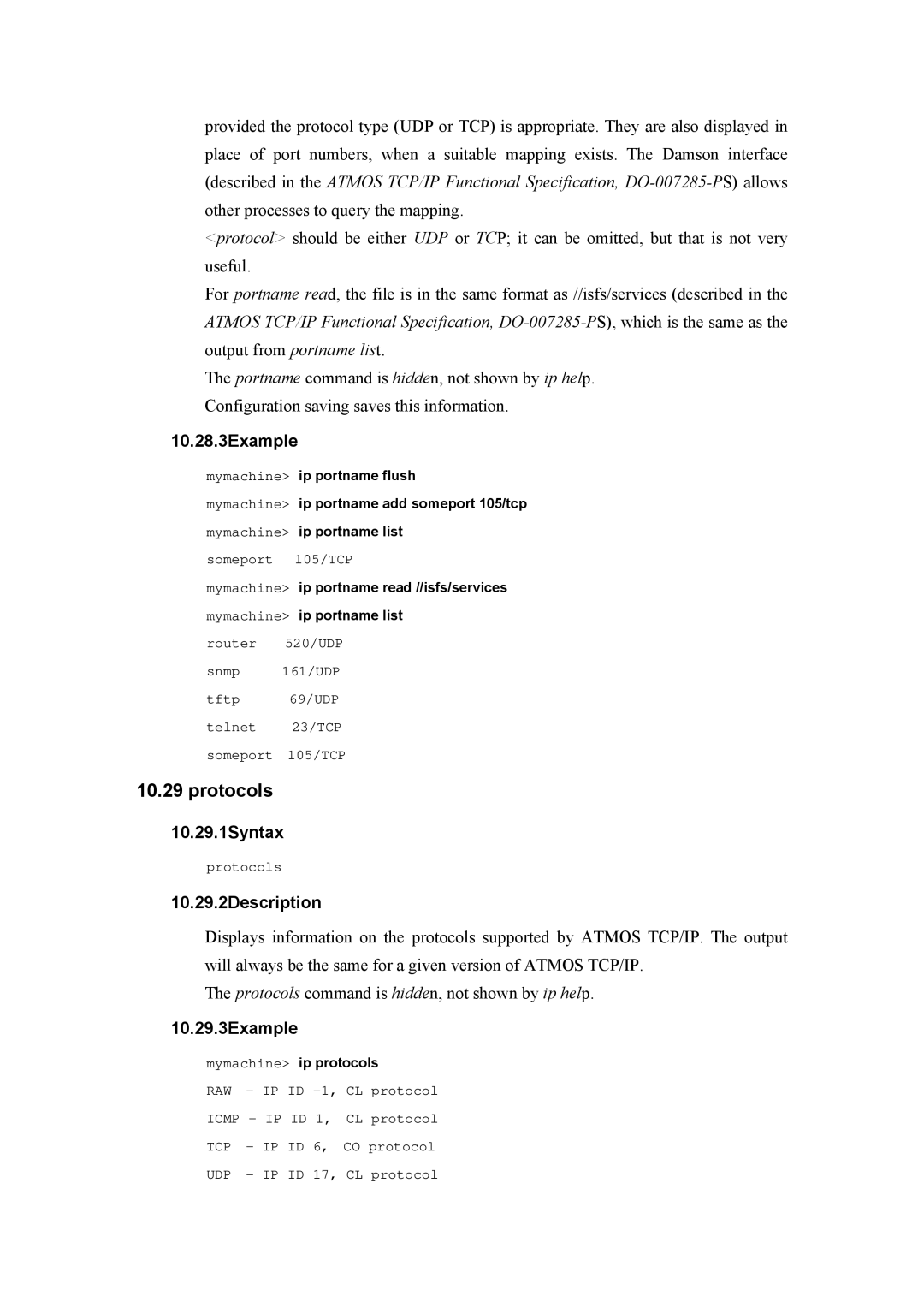 Atlantis Land A02-RA(Atmos)_ME01 manual Protocols, 10.28.3Example, 10.29.1Syntax, 10.29.2Description, 10.29.3Example 