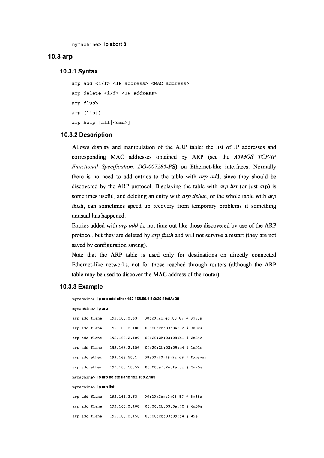 Atlantis Land A02-RA(Atmos)_ME01 manual 10.3 arp, Syntax, Description, Example 