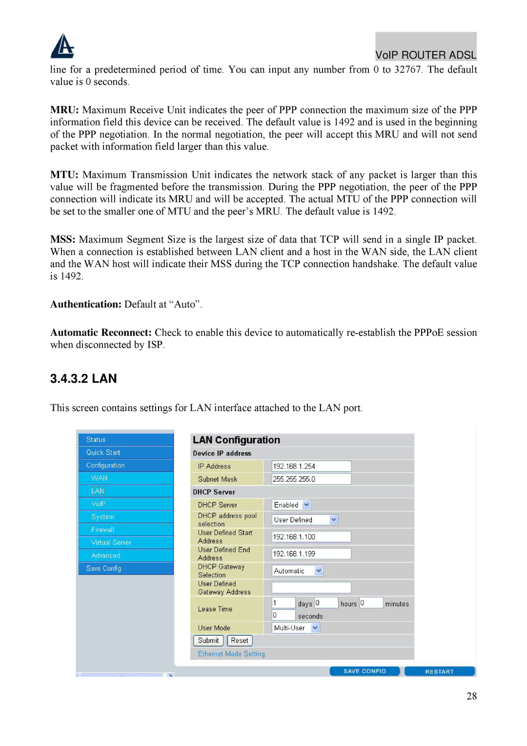 Atlantis Land A02-RAV211 manual 3.2 LAN 