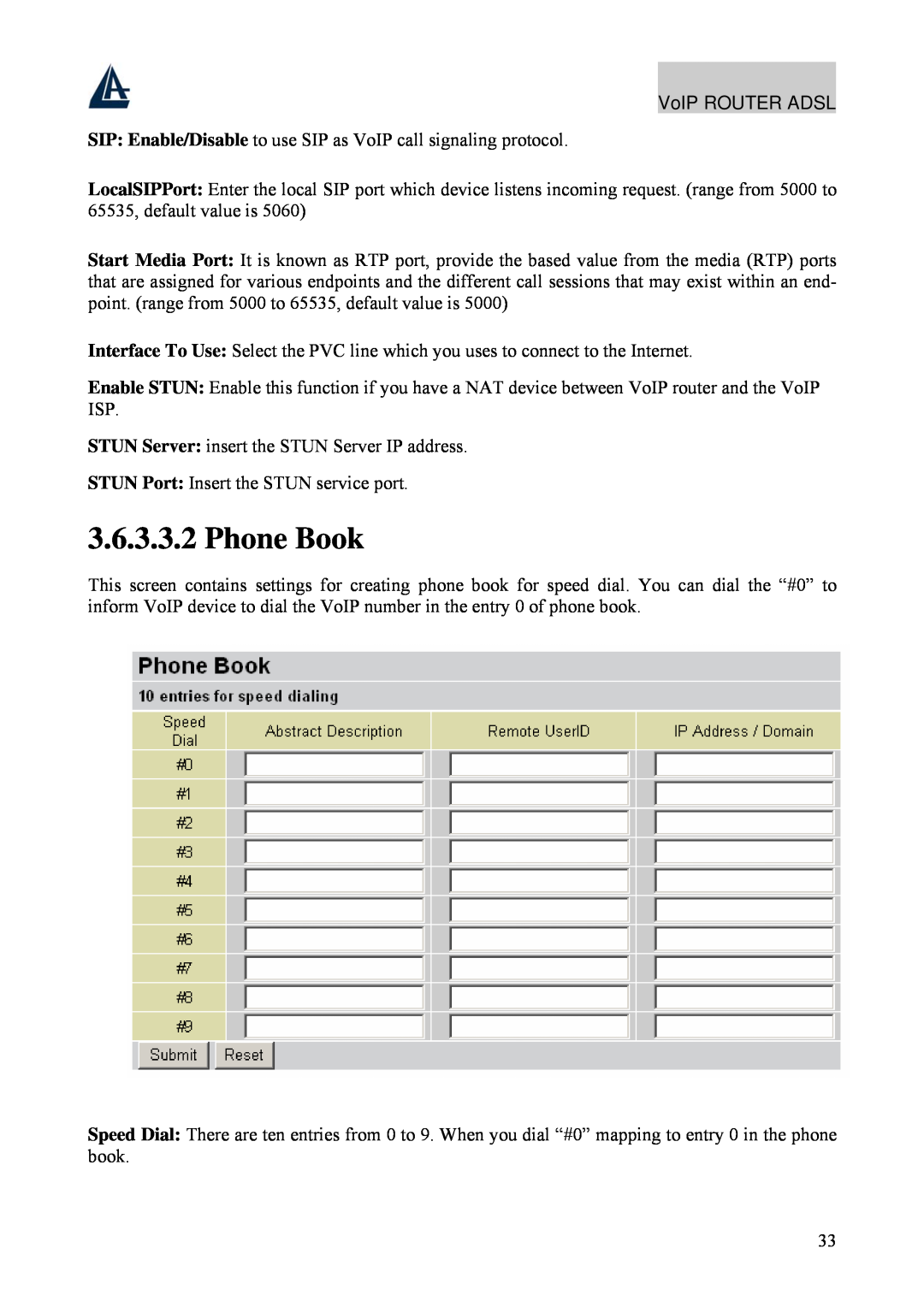 Atlantis Land A02-RAV211 manual Phone Book 