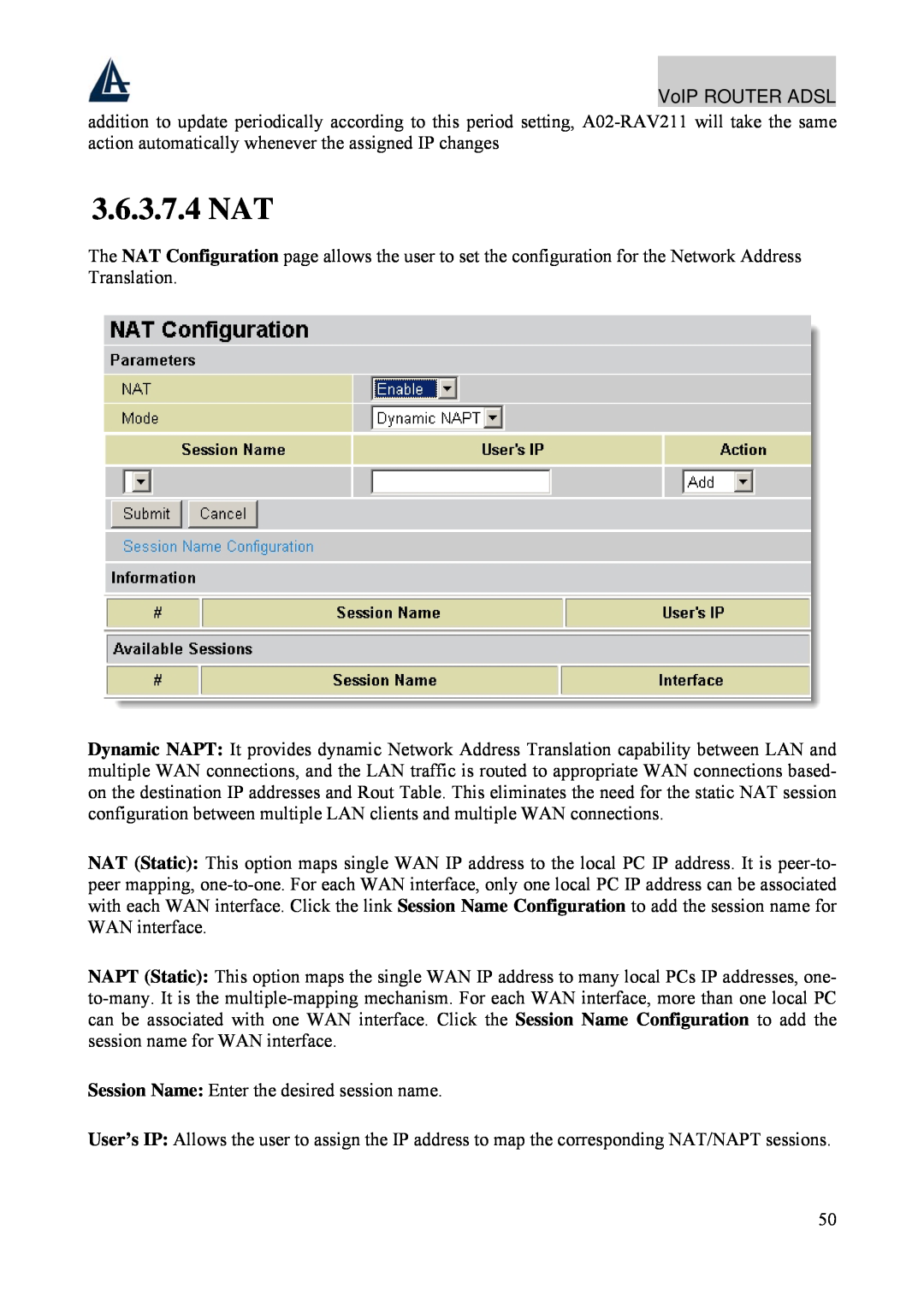 Atlantis Land A02-RAV211 manual 3.6.3.7.4 NAT 