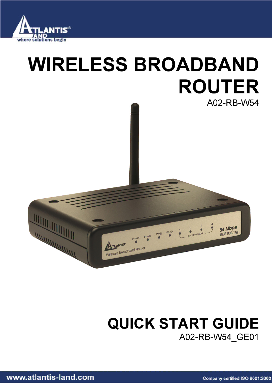 Atlantis Land A02-RB-W54_GE01 quick start Wireless Broadband Router 