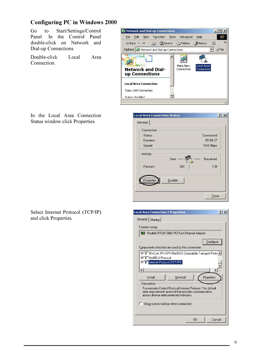 Atlantis Land A02-RI_M02 manual Configuring PC in Windows 