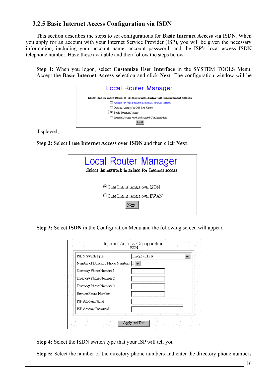 Atlantis Land A02-RI_M02 manual Basic Internet Access Configuration via Isdn 