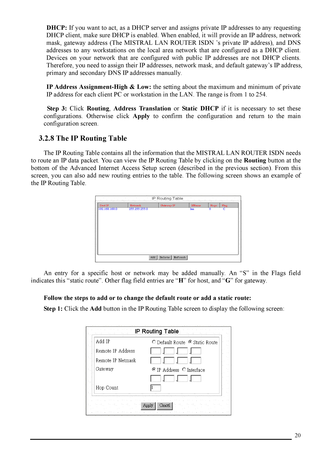 Atlantis Land A02-RI_M02 manual IP Routing Table 