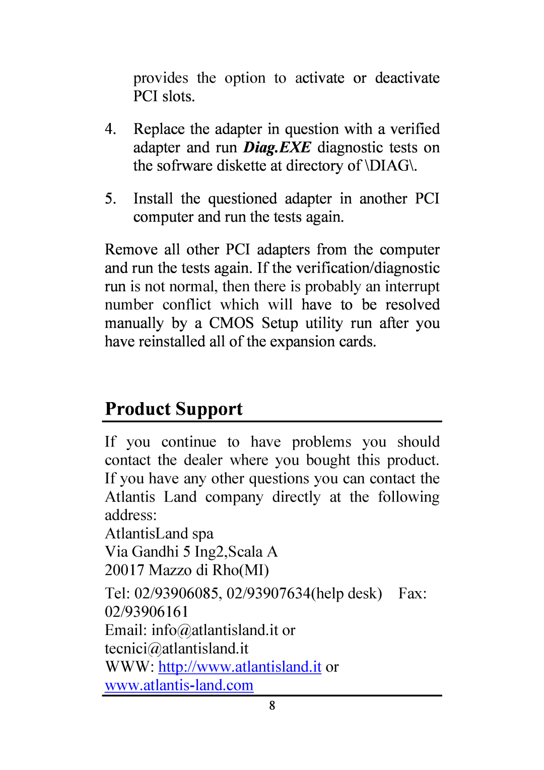 Atlantis Land A02-S32-S/M2 manual Product Support 