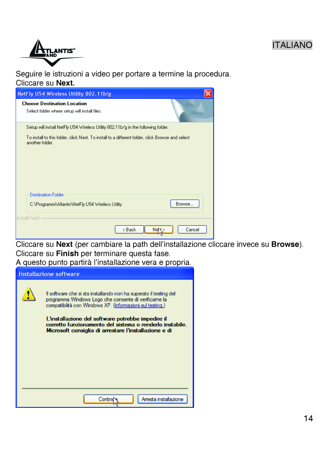 Atlantis Land A02-UP-W54 quick start Italiano 