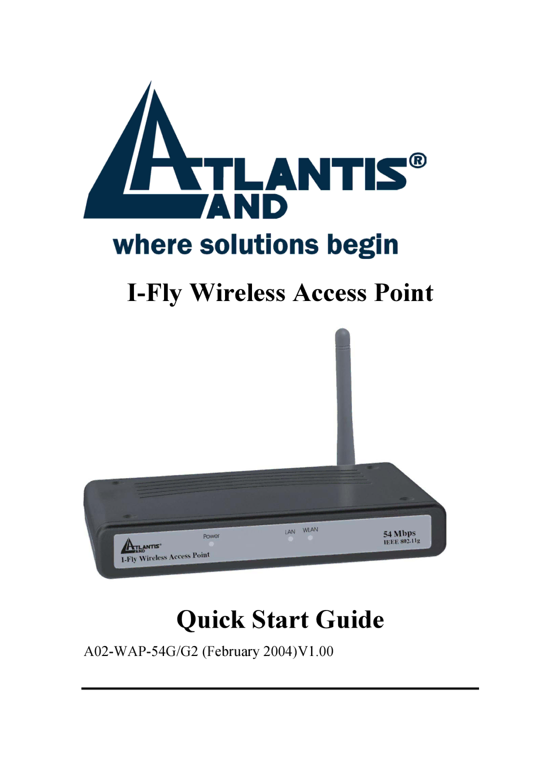 Atlantis Land A02-WAP-54G quick start Fly Wireless Access Point Quick Start Guide 