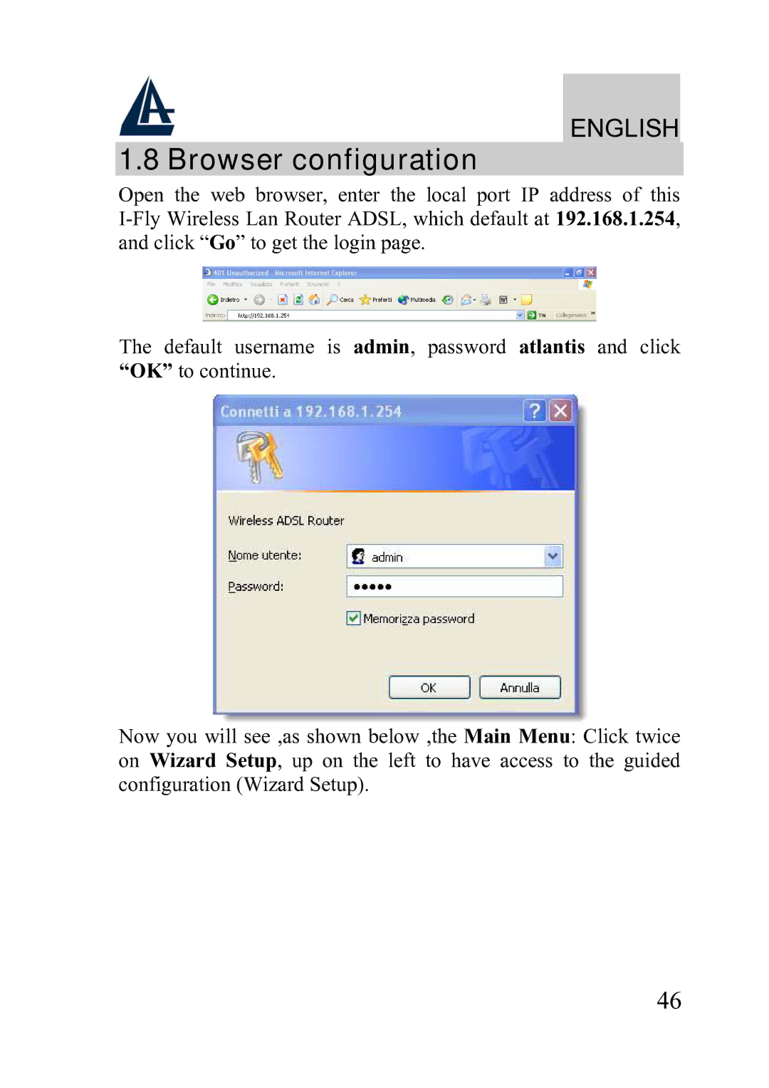 Atlantis Land A02-WRA2-11B manual Browser configuration 