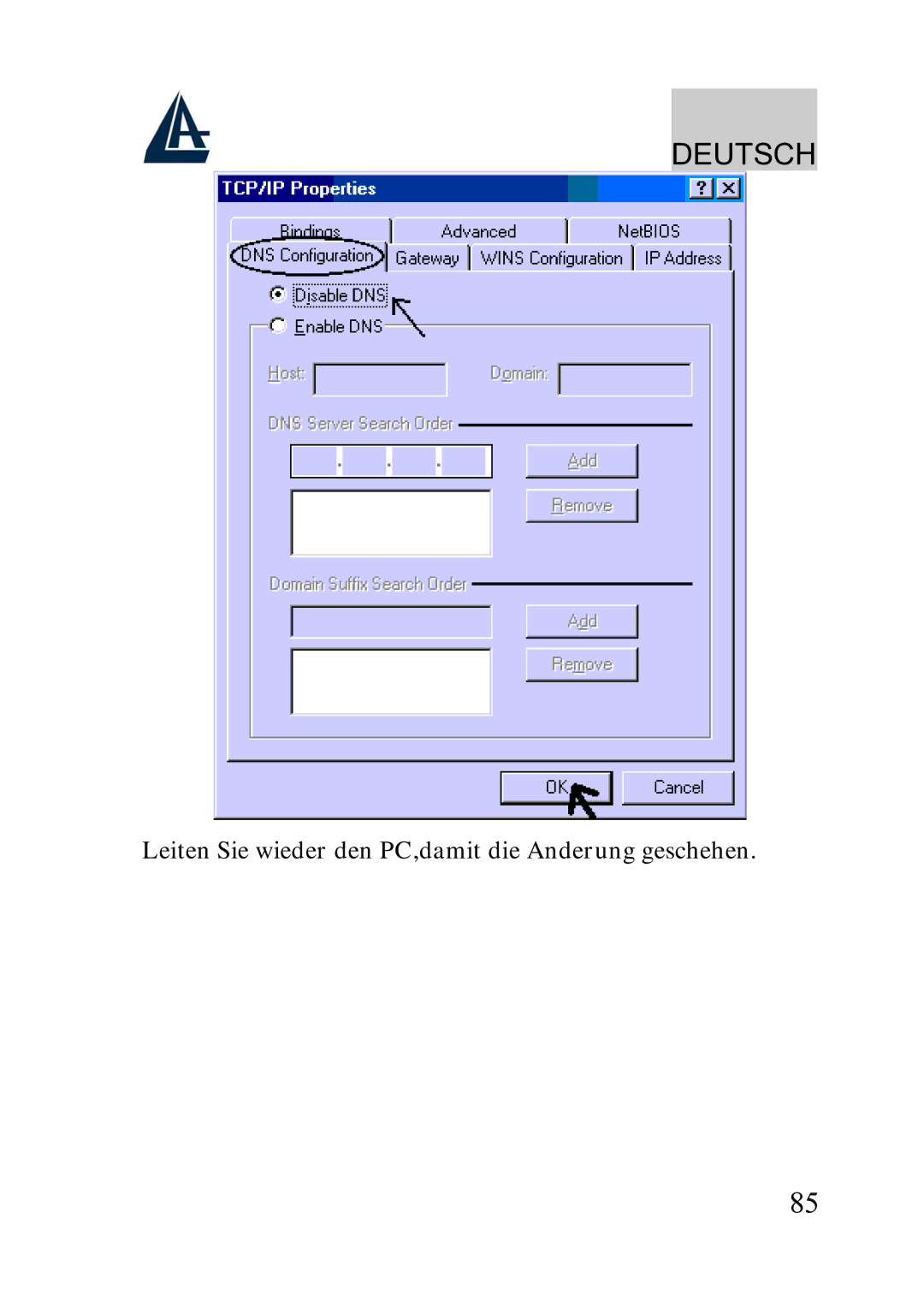 Atlantis Land A02-WRA2-11B manual Leiten Sie wieder den PC,damit die Anderung geschehen 