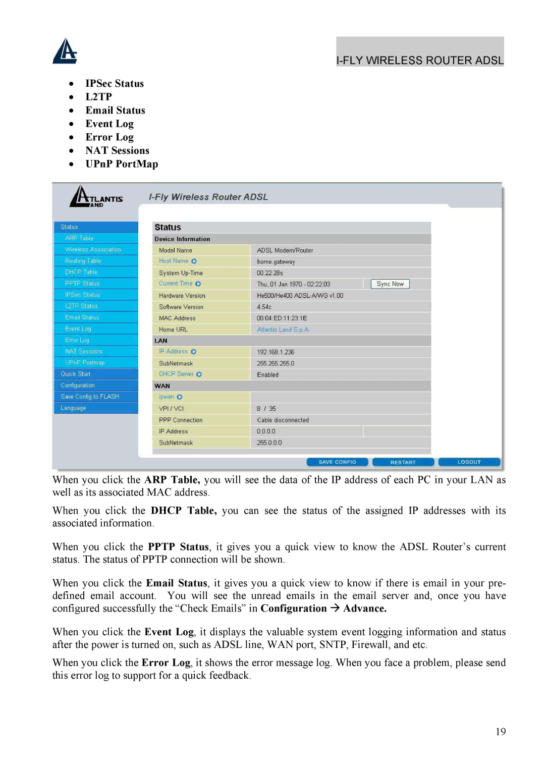 Atlantis Land A02-WRA4-54G manual Emails in Configuration Advance 