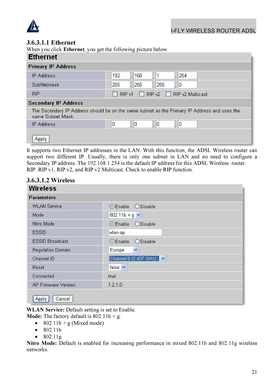 Atlantis Land A02-WRA4-54G manual Ethernet, Wireless 