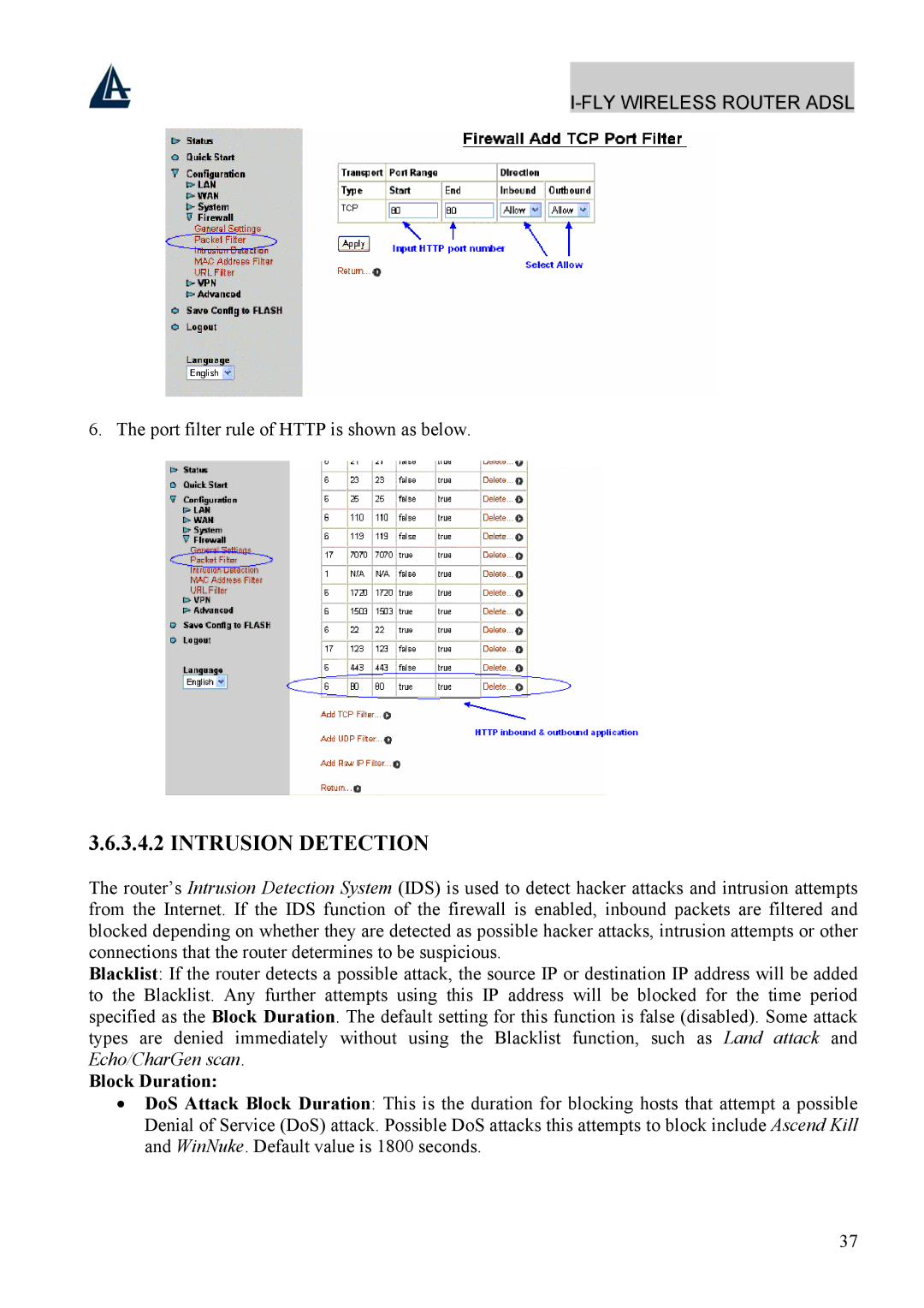 Atlantis Land A02-WRA4-54G manual Intrusion Detection, Block Duration 