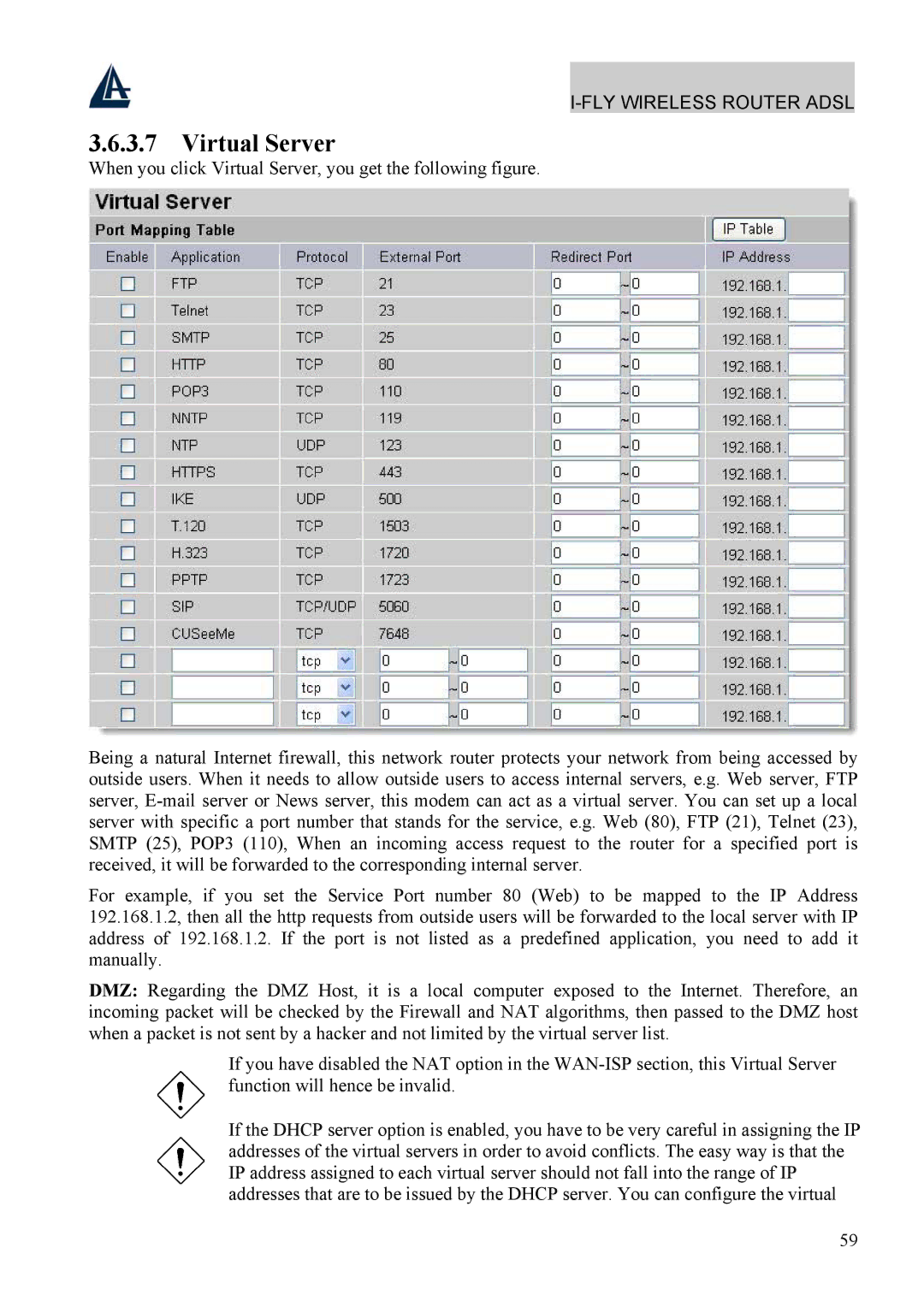 Atlantis Land A02-WRA4-54G manual Virtual Server 