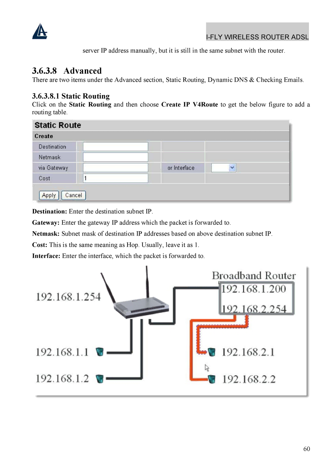 Atlantis Land A02-WRA4-54G manual Advanced, Static Routing 