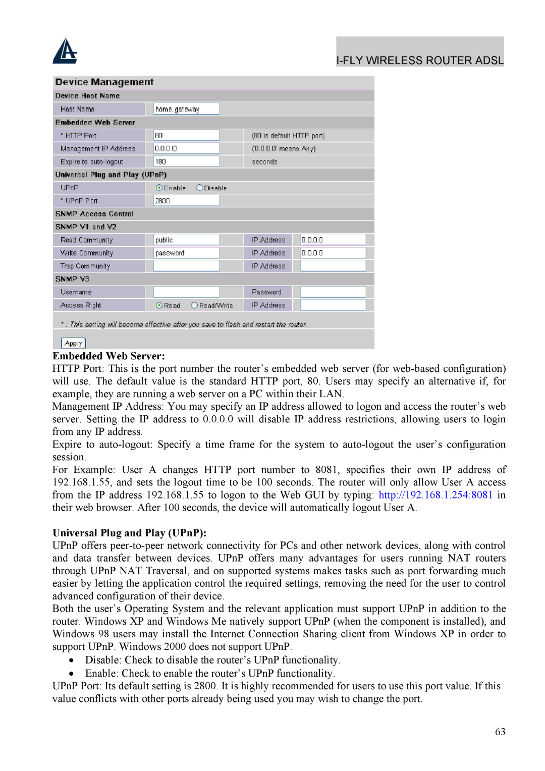 Atlantis Land A02-WRA4-54G manual Embedded Web Server, Universal Plug and Play UPnP 