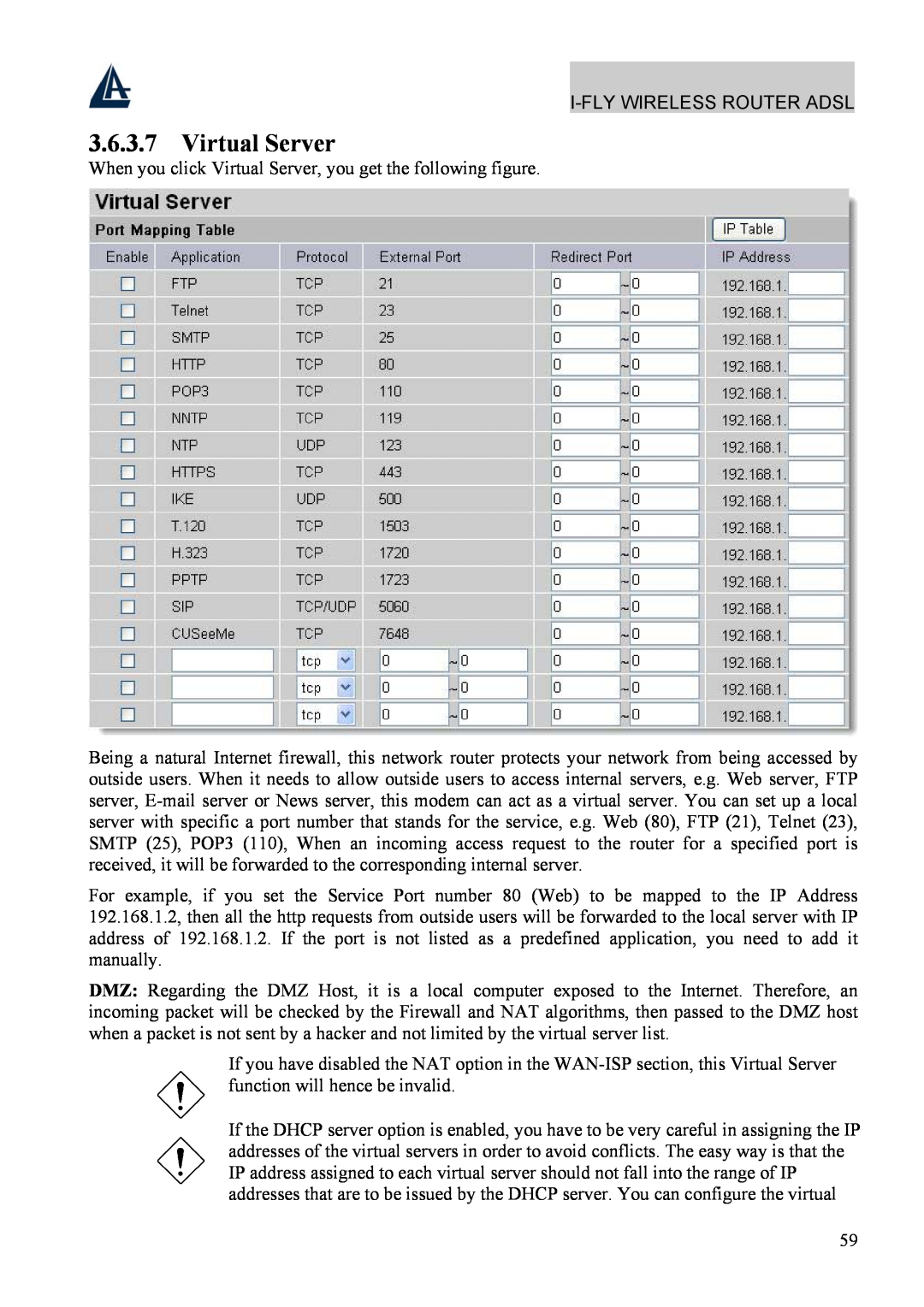 Atlantis Land A02-WRA4-54G manual Virtual Server 