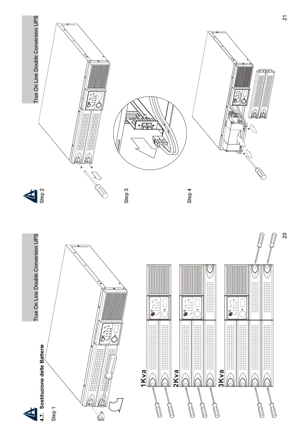 Atlantis Land A03-OP1000-RC, A03-OP3000-RC manual Sostituzione delle Batterie 