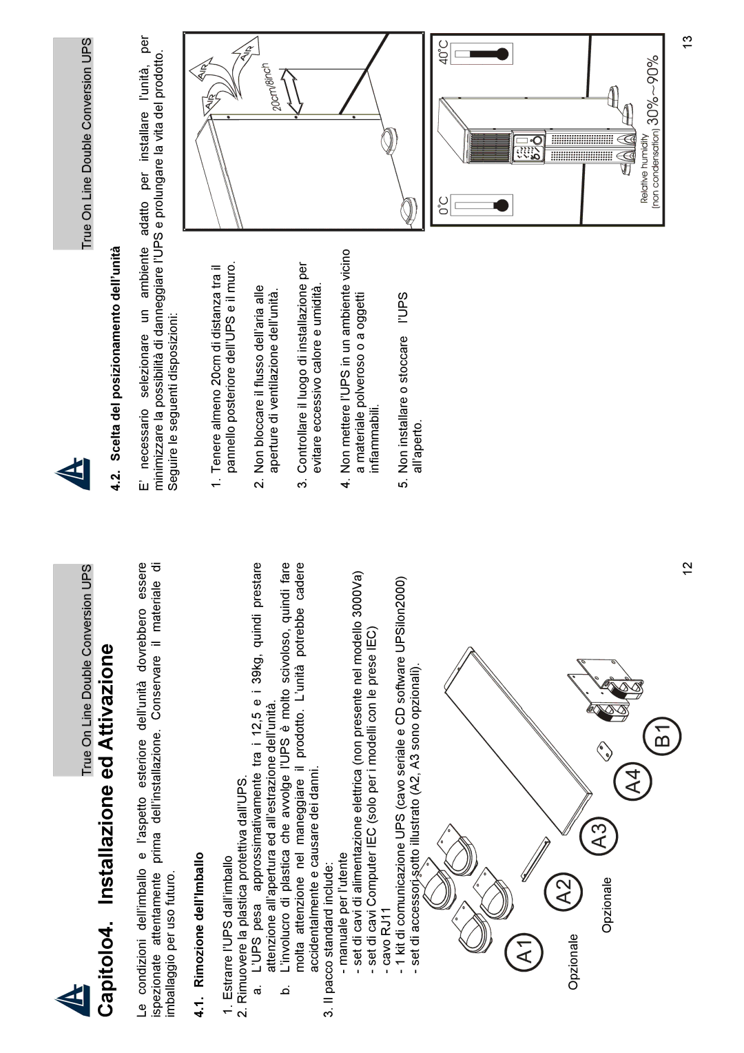 Atlantis Land A03-OP1000-RC, A03-OP3000-RC manual Capitolo4. Installazione ed Attivazione, Rimozione dell’Imballo 