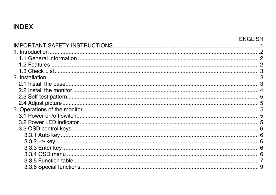 Atlantis Land A05-15AX-C07, A05-17AM-C06, A05-19AM-C08 manual Index 