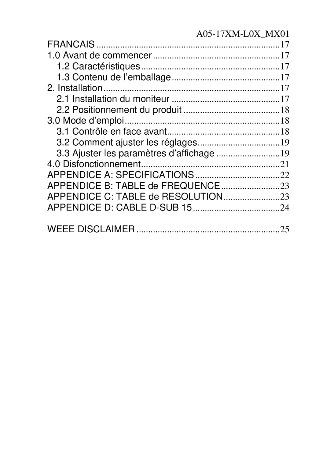 Atlantis Land A05-17AM-L03, A05-17BM-L04 user manual Ajuster les paramètres d’affichage 