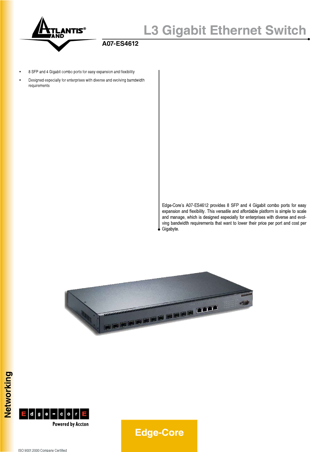 Atlantis Land A07-ES4612 manual L3 Gigabit Ethernet Switch 