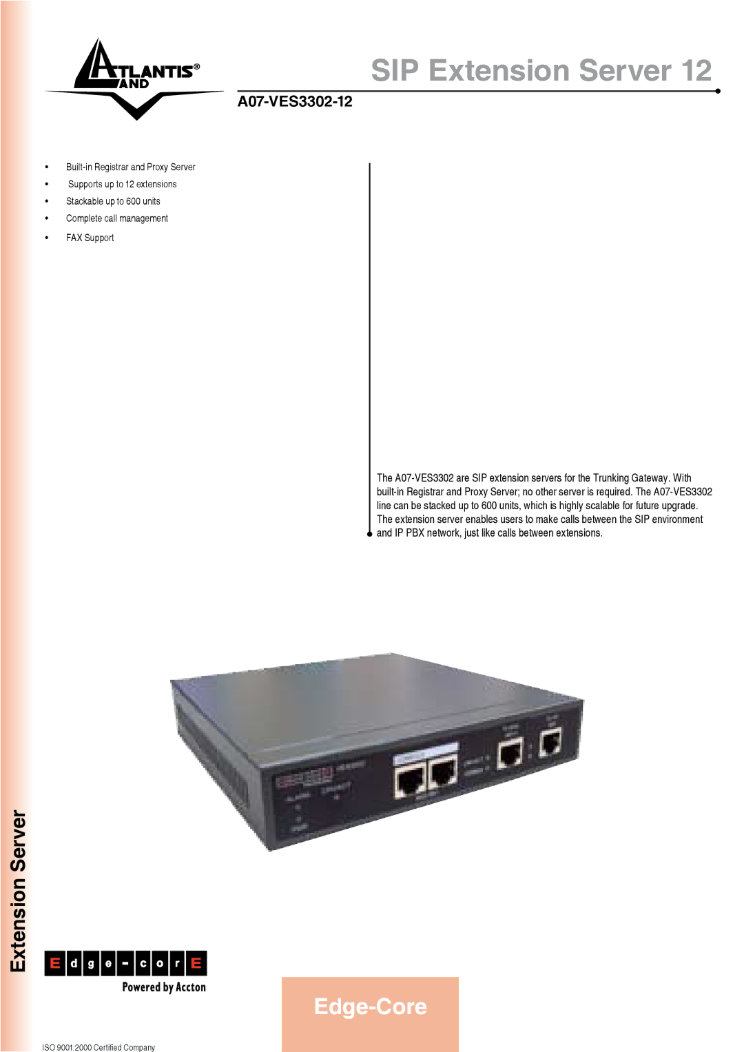 Atlantis Land A07-VES3302-12 manual SIP Extension Server 