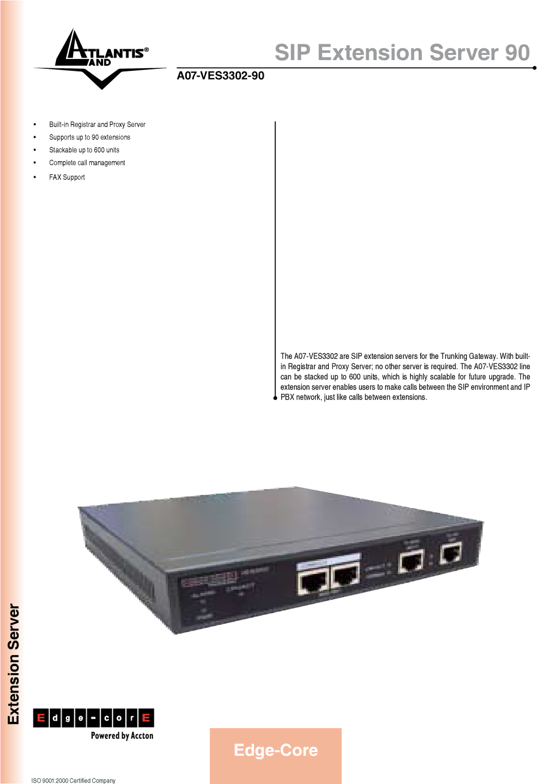 Atlantis Land A07-VES3302-90 manual SIP Extension Server 