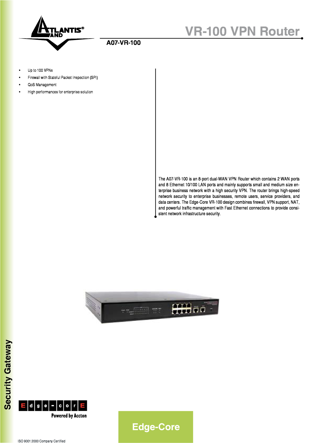 Atlantis Land A07-VR-100 user service VR-100 VPN Router, Edge-Core, Security Gateway, ISO 90012000 Company Certified 
