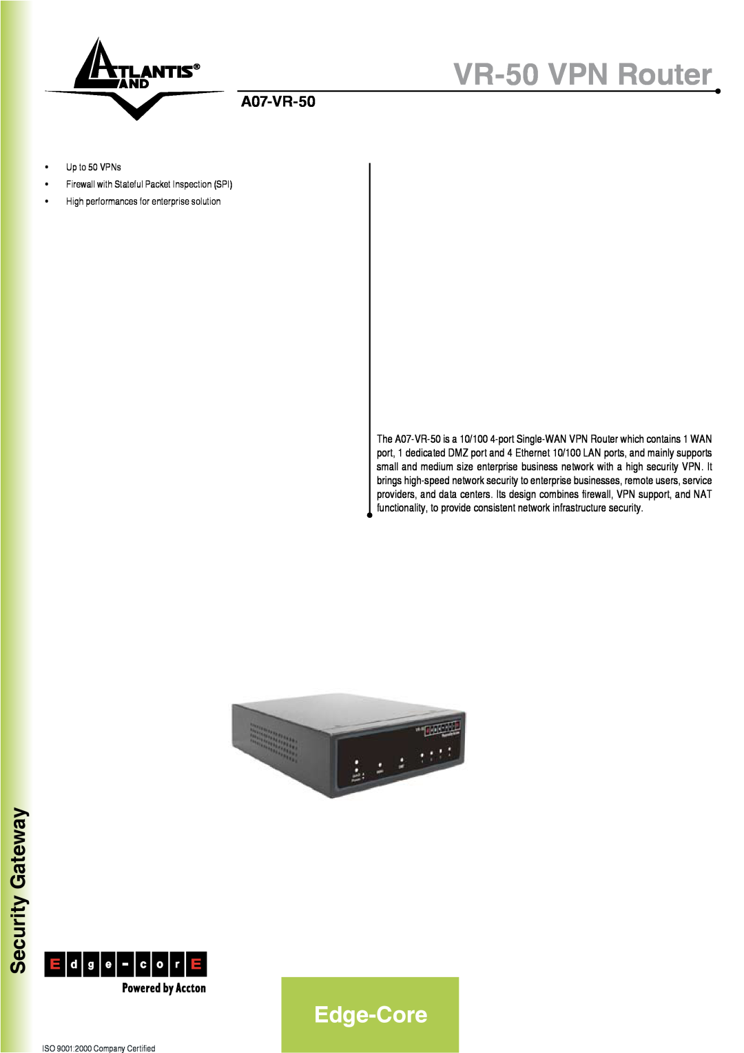 Atlantis Land A07-VR-50 user service VR-50 VPN Router, Edge-Core, Security Gateway, ISO 90012000 Company Certified 
