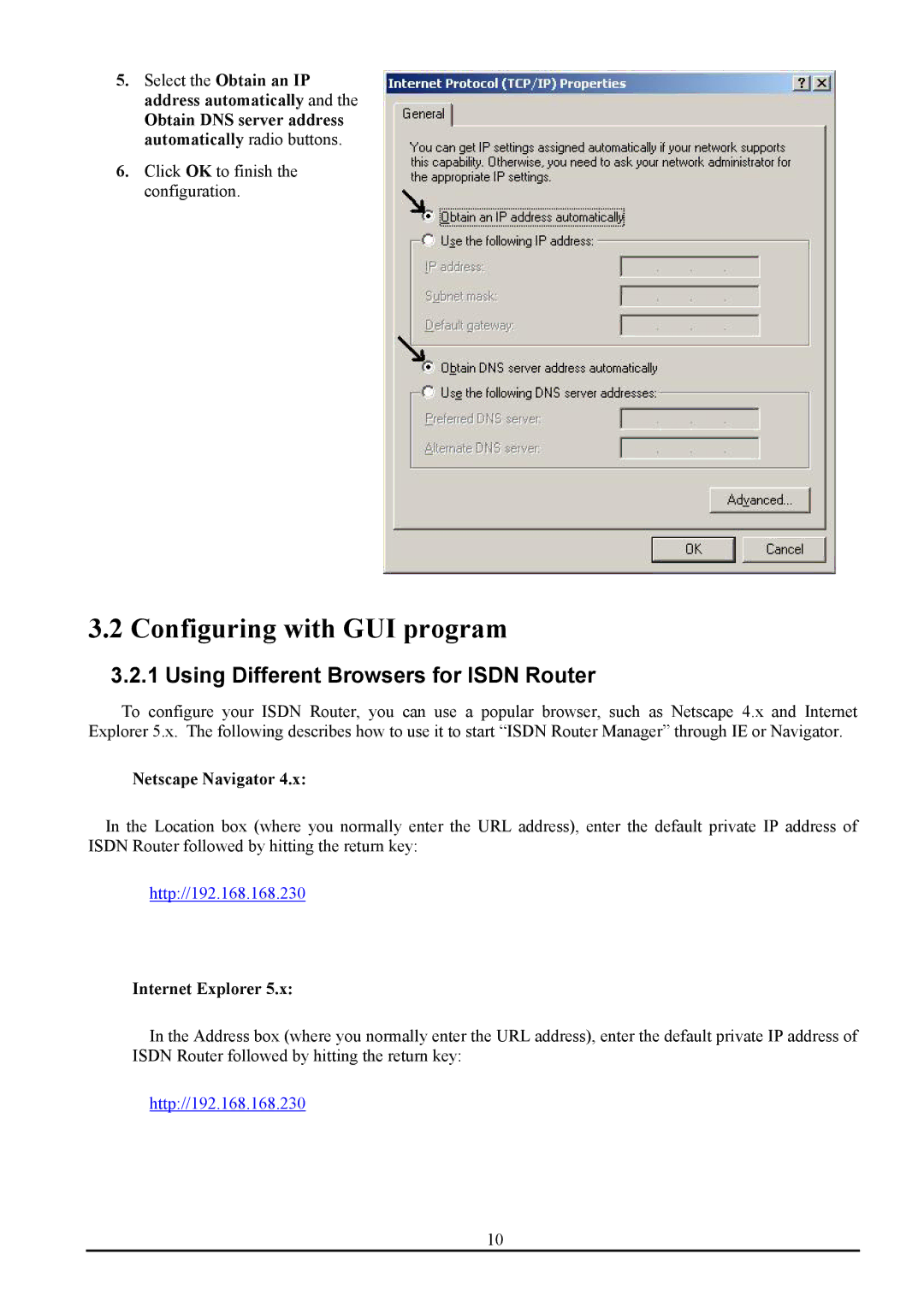 Atlantis Land ATLMMR MNE01 Configuring with GUI program, Using Different Browsers for Isdn Router, Netscape Navigator 