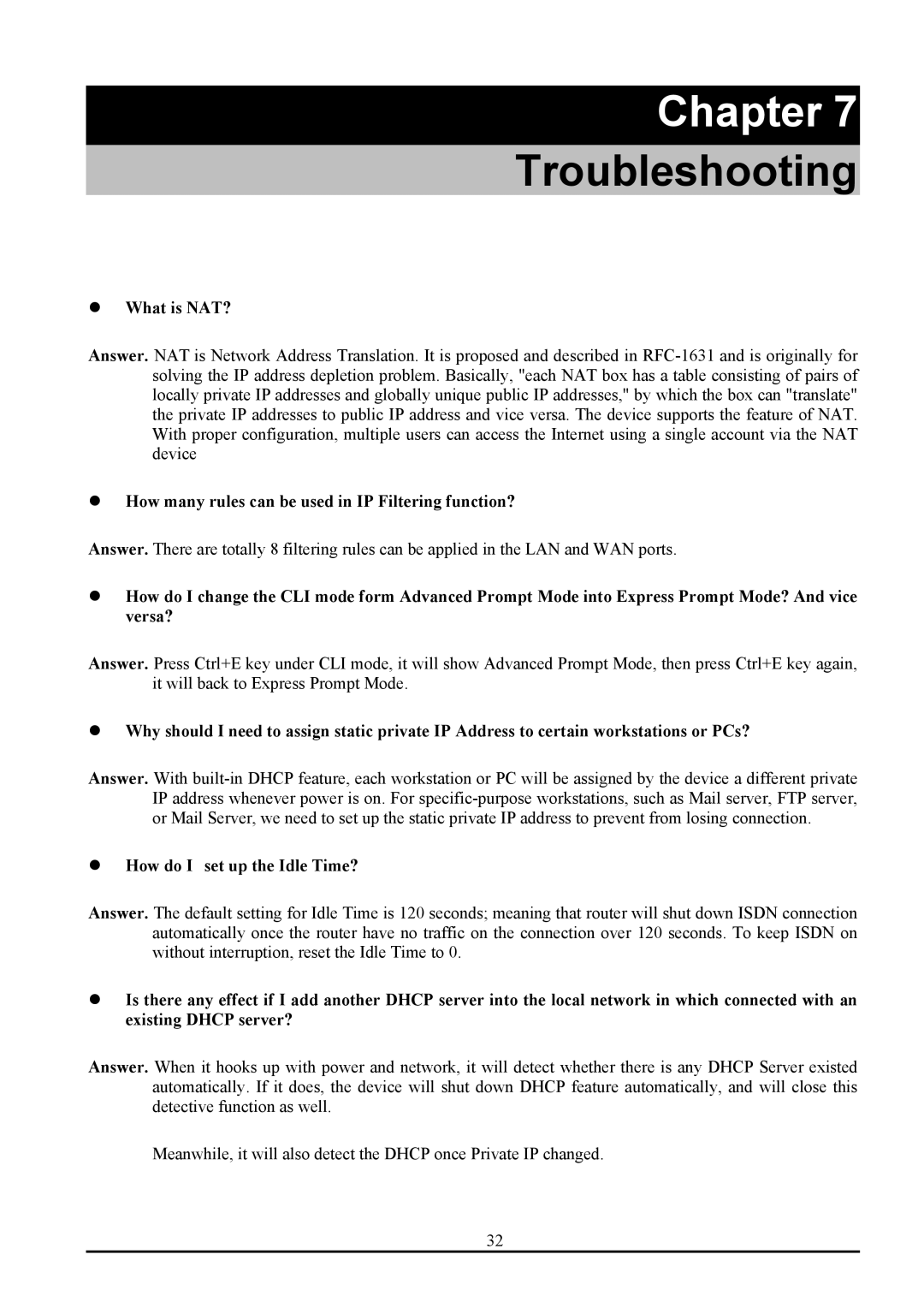 Atlantis Land ATLMMR MNE01 user manual Troubleshooting, What is NAT?, How many rules can be used in IP Filtering function? 