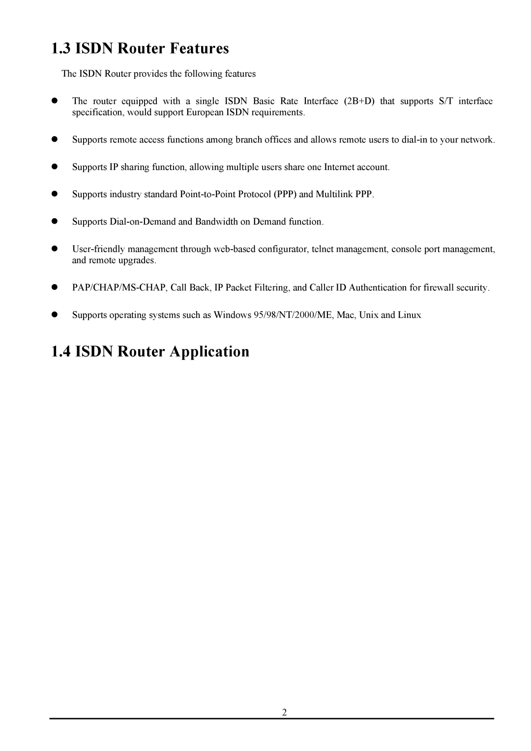 Atlantis Land ATLMMR MNE01 user manual Isdn Router Features, Isdn Router Application 