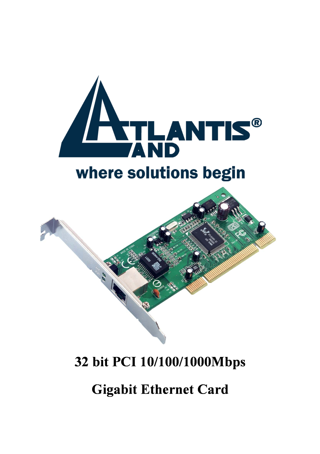 Atlantis Land Gigabit Ethernet Card manual bit PCI 10/100/1000Mbps 
