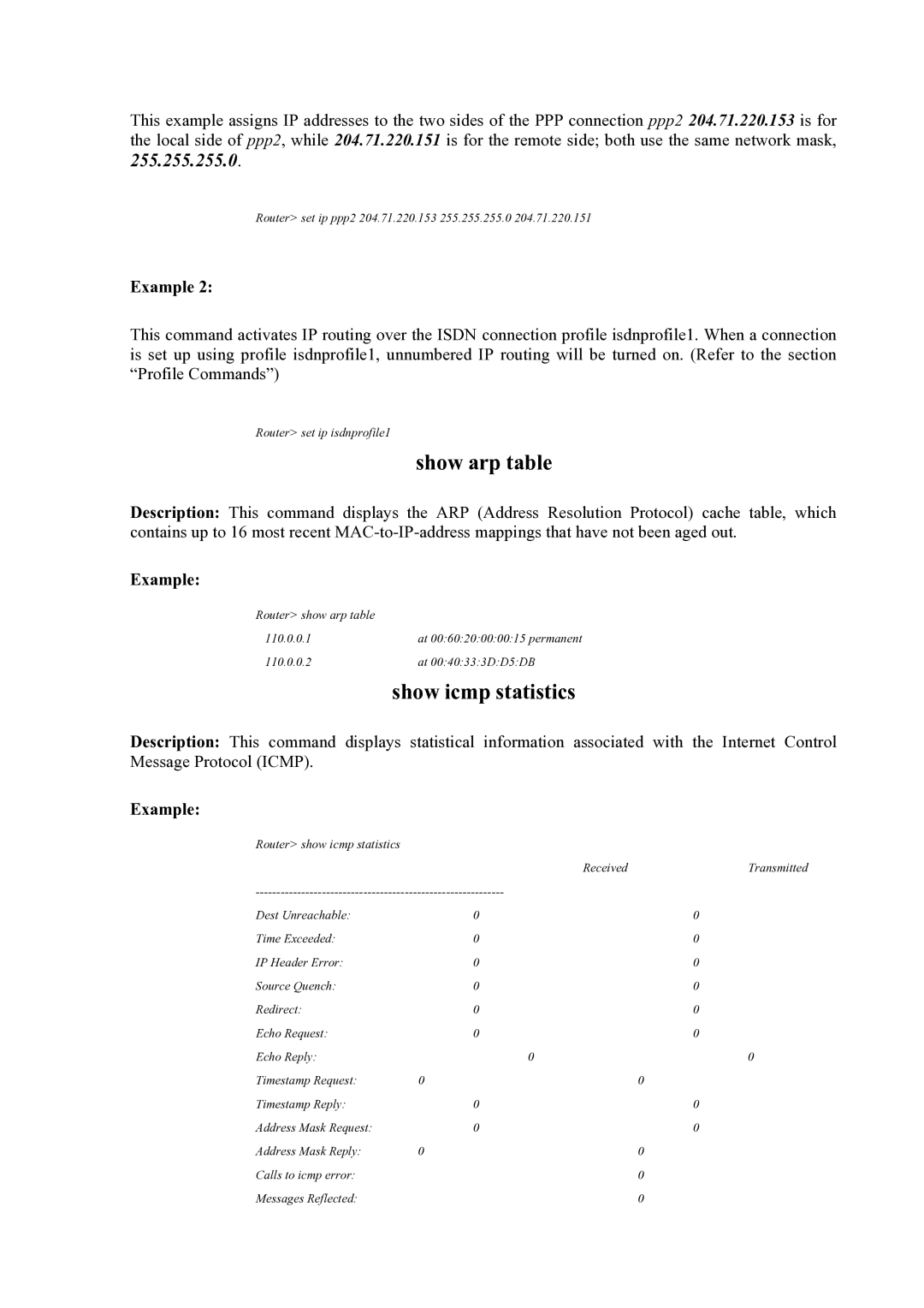 Atlantis Land Mistral Lan Router ISDN manual Show arp table, 255.255.255.0 