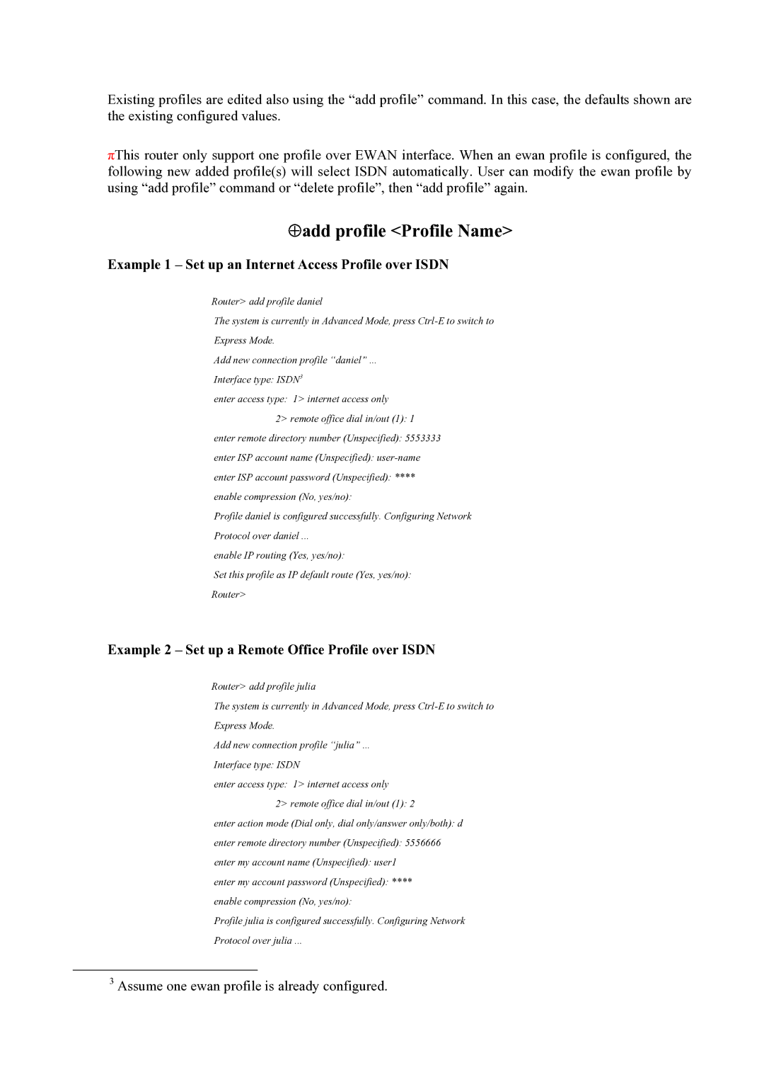 Atlantis Land Mistral Lan Router ISDN ⊕add profile Profile Name, Example 1 Set up an Internet Access Profile over Isdn 