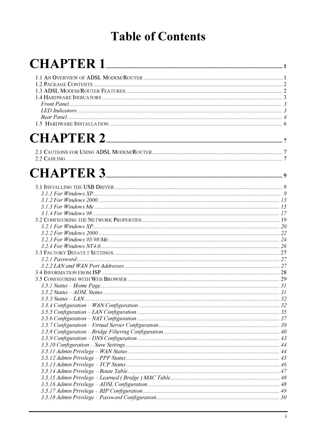 Atlantis Land Network Router manual Table of Contents 