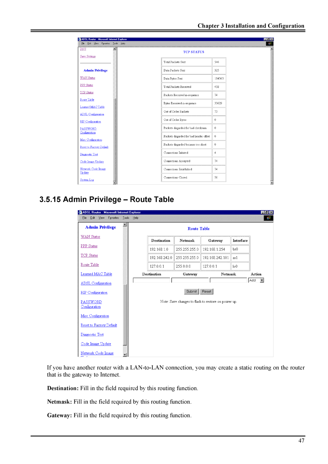 Atlantis Land Network Router manual Admin Privilege Route Table 