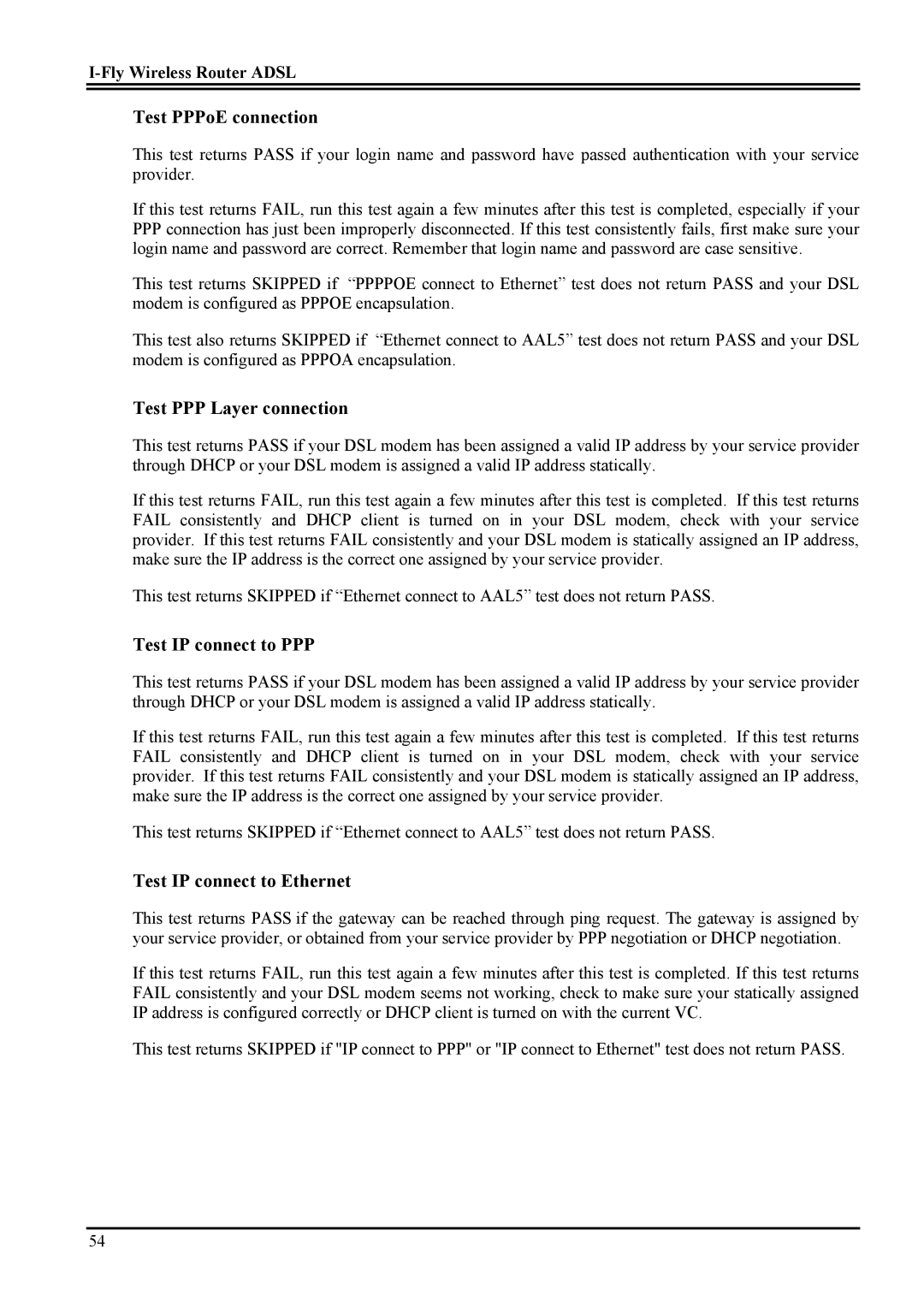 Atlantis Land Network Router manual Test PPPoE connection 