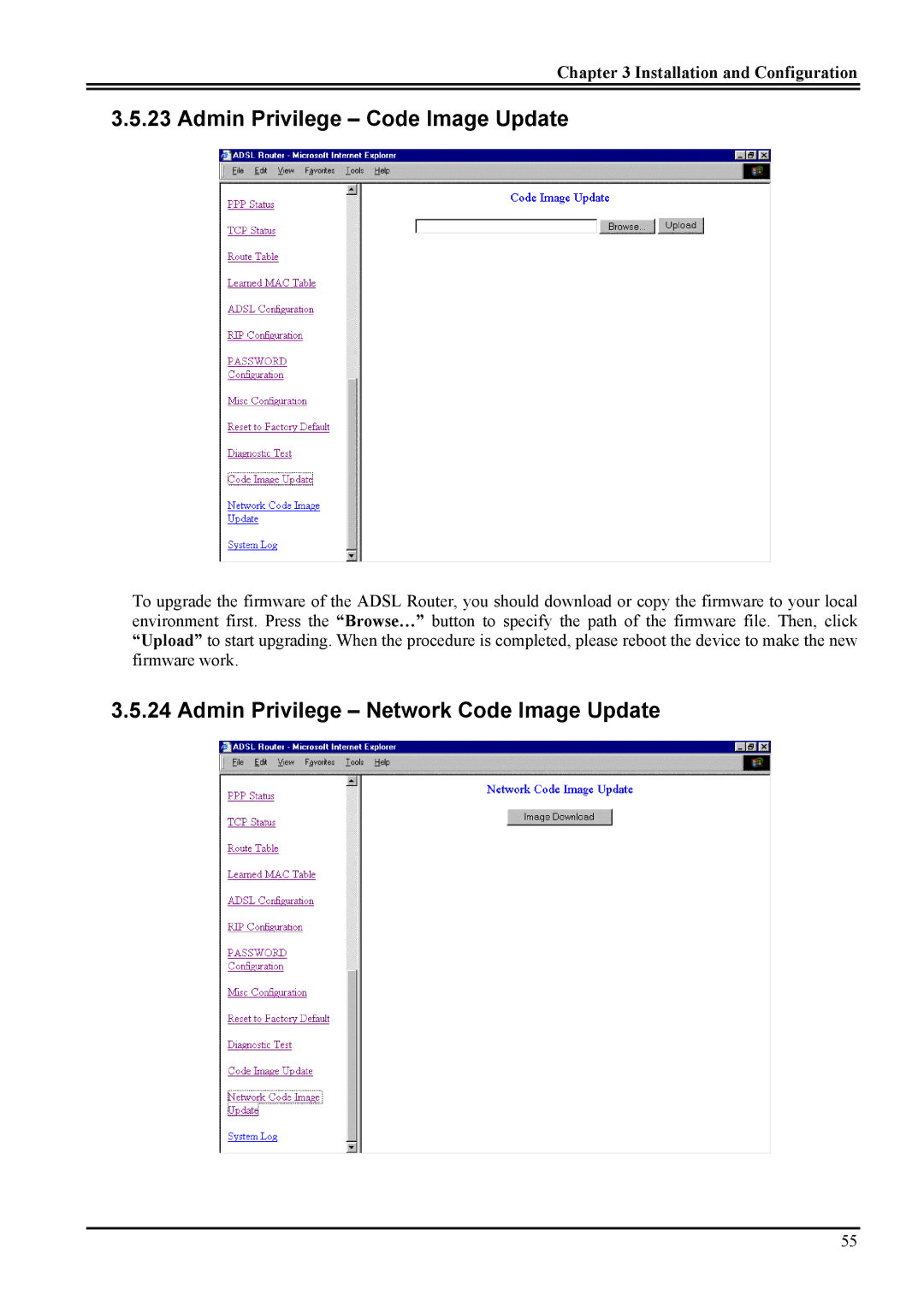 Atlantis Land Network Router manual Admin Privilege Code Image Update, Admin Privilege Network Code Image Update 