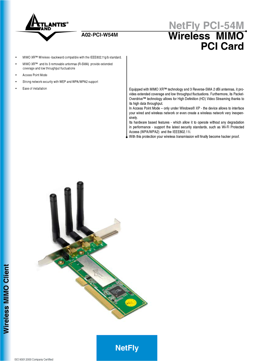 Atlantis Land manual NetFly PCI-54M, PCI Card 