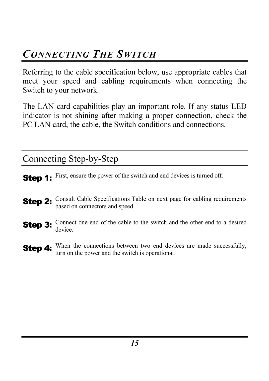 Atlantis Land 1000BASE-T, 1000BASE-SX, Rack Gigabit Switch Layer 2 manual Connecting Step-by-Step, Connecting the Switch 