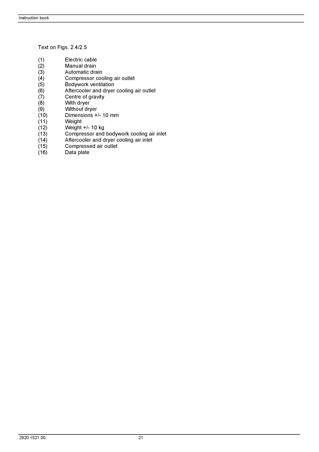 Atlas Air Compressor manual Instruction book 