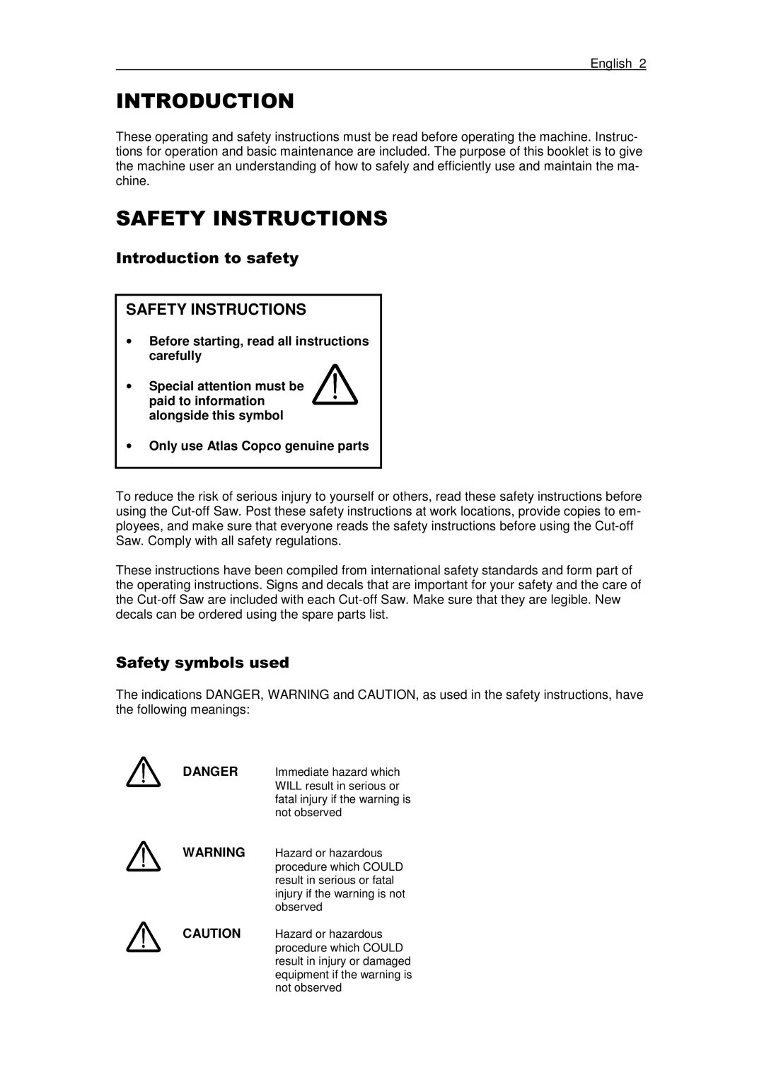 Atlas LS 16, LS 14 manual Safety Instructions 