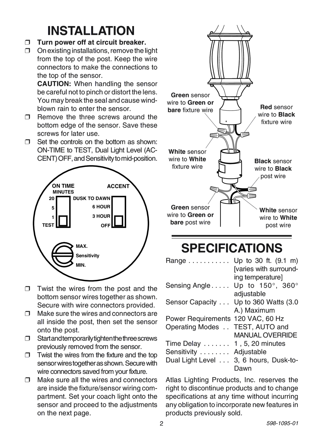 Atlas PLMS manual Installation, Specifications 